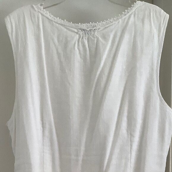 TALBOTS WHITE FULLY LINED COTTON 100% EYELET MIDI SLEEVELESS DRESS SIZE … - Picture 9 of 15